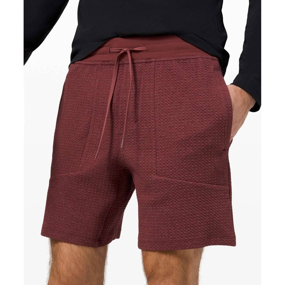 Lululemon Textured Training Sweatshirt & Shorts Set - Men's Burgundy Size Medium - Picture 7 of 11